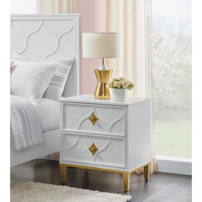 Emma 2 Drawer Nightstand in White and Gold by Martin Svensson Home