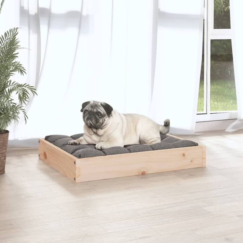 vidaXL Dog Bed Dog Sofa Bed Pet Couch Seat with Wooden Frame Solid Wood Pine - 24.2" x 19.3" x 3.5"