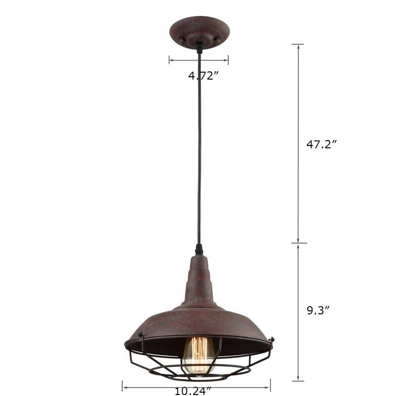 Industrial Nautical Barn Distressed Finish Iron Wire Caged Pendant