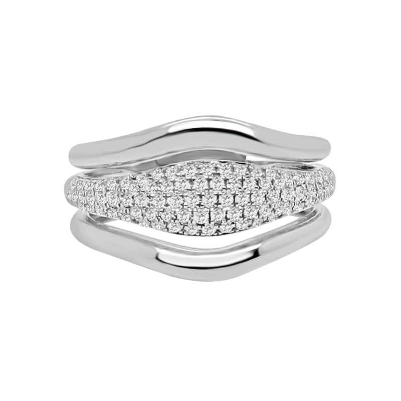 Auriya 14k Gold Lab Grown Round Diamond Pavé Wave Ring 0.50 ct. tw. (F-G, VS) - 8 - White