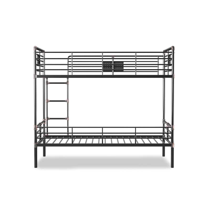 Wini Industrial Black Queen over Queen Metal Bunk Bed by Furniture of America