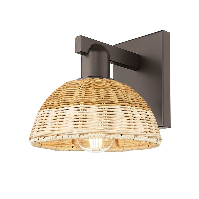Innovations Lighting Downtown Urban - Natural Ballston Dome - 1 Light 7" Wall-mounted Sconce with Basketweave Shade
