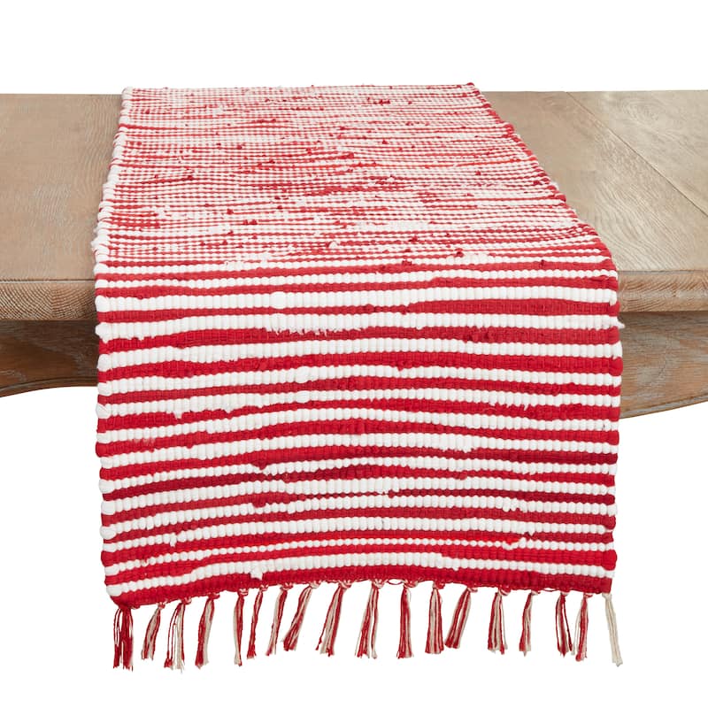 Festive Candy Cane Chindi Table Runner - 16"x72" - Red/White - 16"x72"
