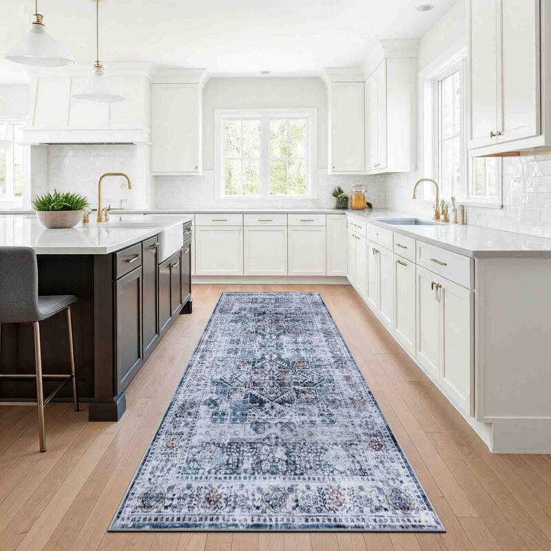 Delara Machine Washable Area Rug, Soft & Durable, Non-Slip Backing, Eco- Friendly GRS certified. - 2' 6" x 10' - Misty Azure - Runner
