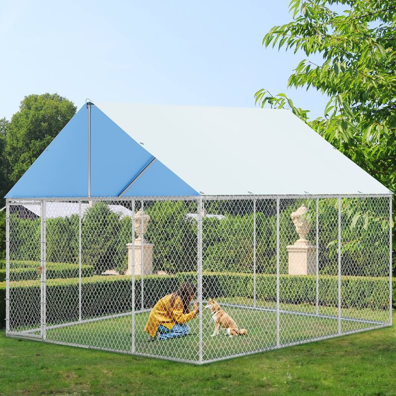 Moasis Large Dog Kennel, Heavy Duty Outdoor Dog Kennel, Dog Playpen, Dogs Run with Roof