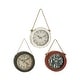 preview thumbnail 2 of 4, White Metal Decorative Wall Clock with Rope accents (Set of 3)