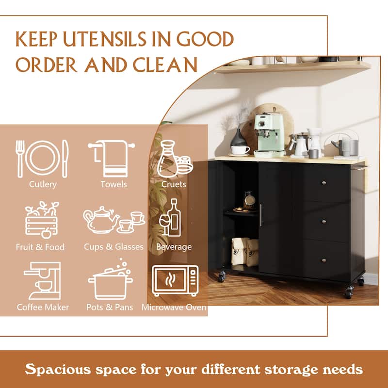 Futzca Storage Kitchen Island Cart - N/A