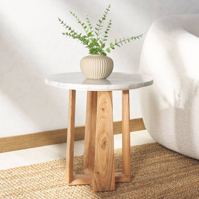 SAFAVIEH Couture Trenton Marble Top Accent Tabl - 20"W x 20"D x 20"H