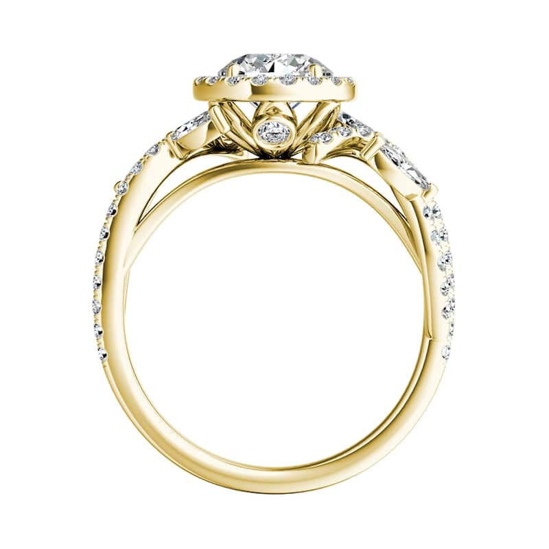 Auriya 14k Gold Vintage Floral Petal 1 1/3ctw Halo Diamond Engagement Ring (G-H, VS1,VS2)