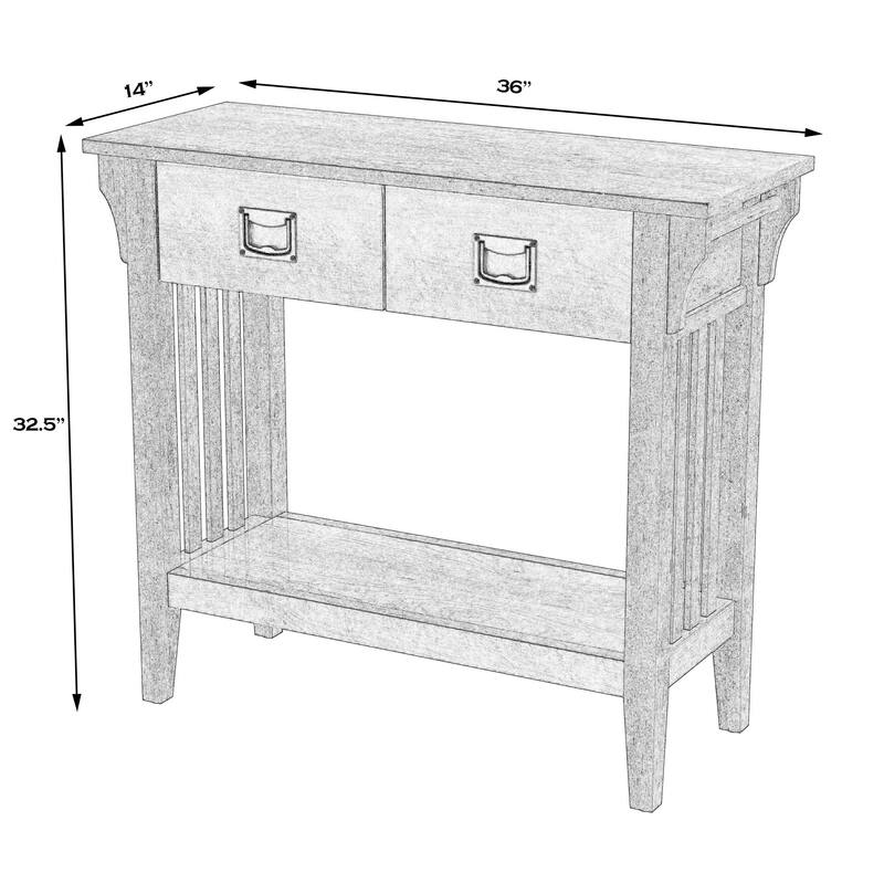 Larina 36 in. W Rectangular Wood 2-Drawer Console Table with Lower Open Shelf
