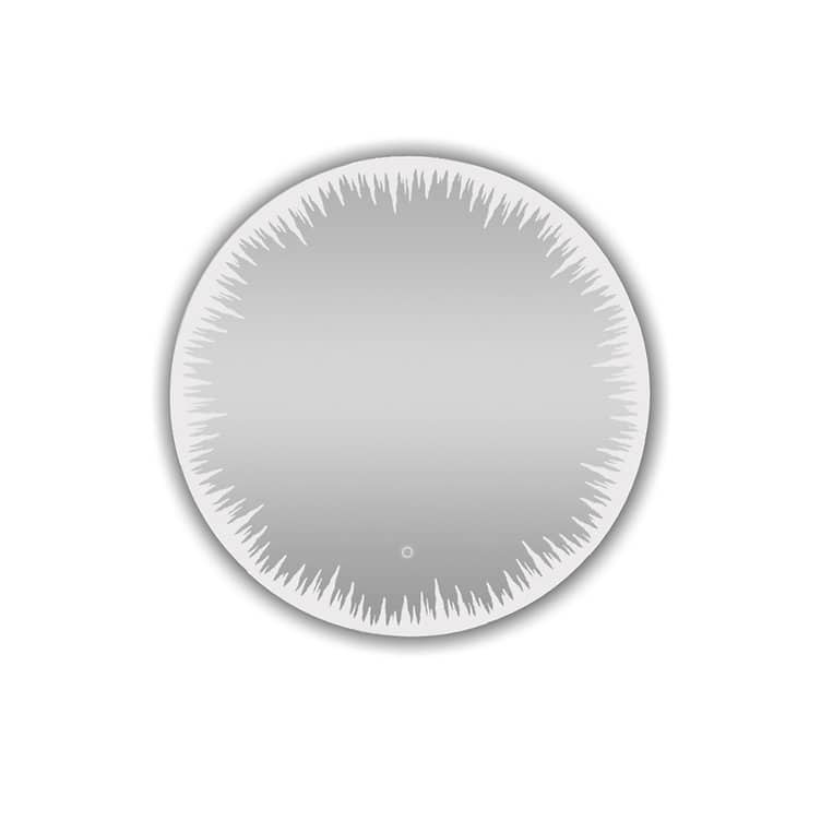 AQUADOM Flame LED Lighted Round Mirror With Dimmer, Defogger, Touch Control - 36"