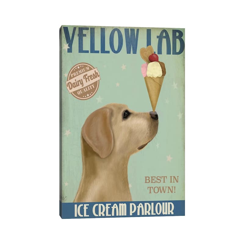 iCanvas "Yellow Labrador Ice Cream" by Fab Funky Canvas Print