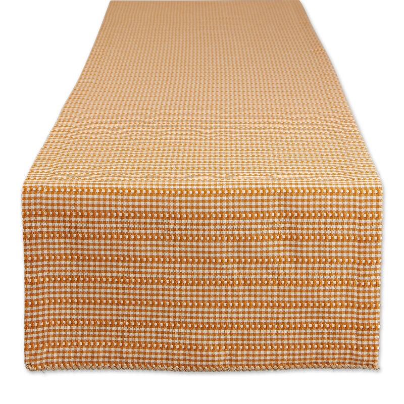 14" x 72" White Orange Pumpkin Spice Farmhouse Gingham Table Runner