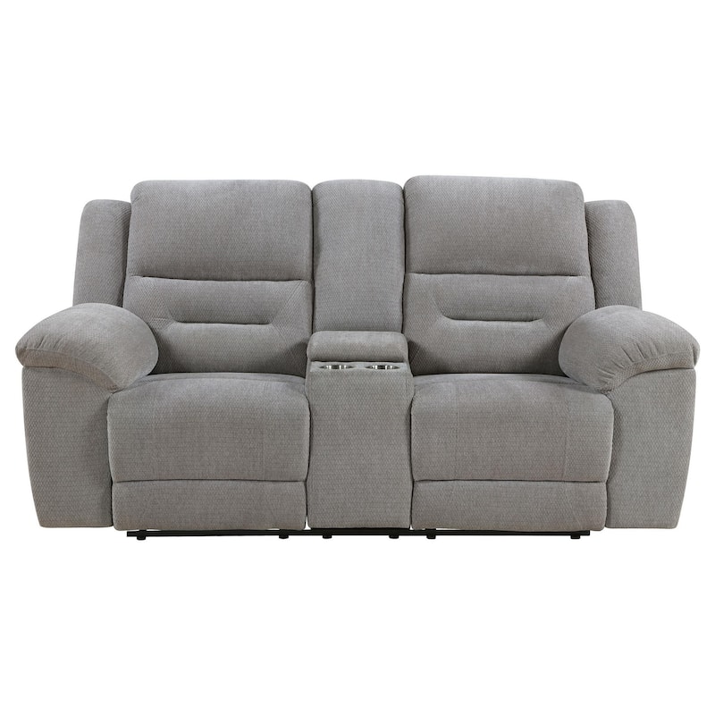 Gilo Manual Recliner Loveseat, 81 Inch Light Gray, Pillow Top Armrests