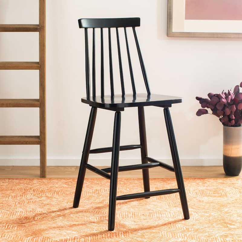 SAFAVIEH Beaufort 24-inch Spindle Farmhouse Counter Stool (Set of 2) - 17.7" x 20.5" x 39.1" - Black