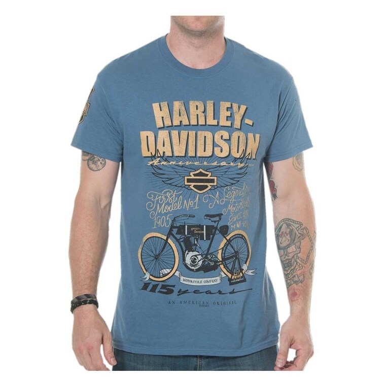 Shop Harley Davidson Men S 115th Anniversary Model One Short Sleeve T Shirt Blue Free Shipping On Orders Over 45 Overstock 18108306 3xl