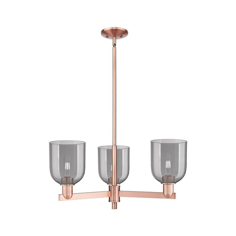 Innovations Lighting Endless Possibilities Arcadia - Bella - 3 Light 27" Stem Hung Chandelier - Antique Copper/Light Smoke