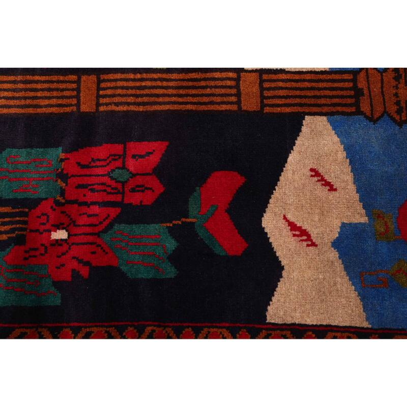 ECARPETGALLERY Hand-knotted Teimani Dark Navy, Red Wool Rug - 3'7 x 6'4