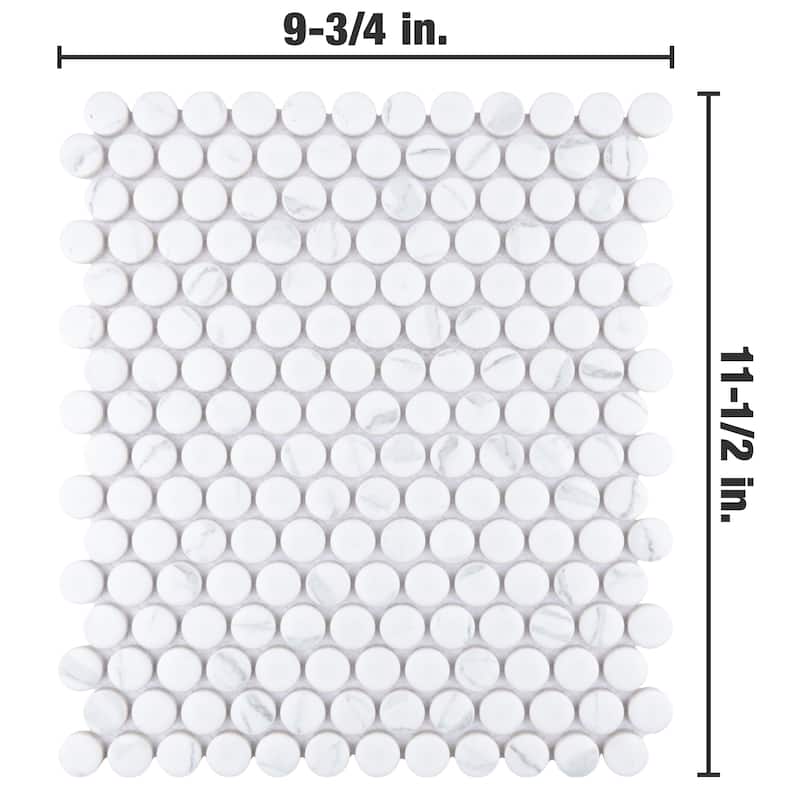 Merola Tile Carrione Penny Matte Carrara 9-3/4" x 11-1/2" Porcelain Floor and Wall Tile