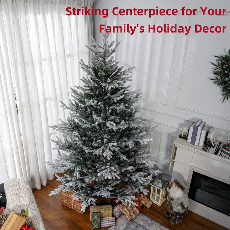 7.5 Foot Pine Hinged Artificial Christmas Tree, Realistic Branches with Steel Base for Holiday Décor