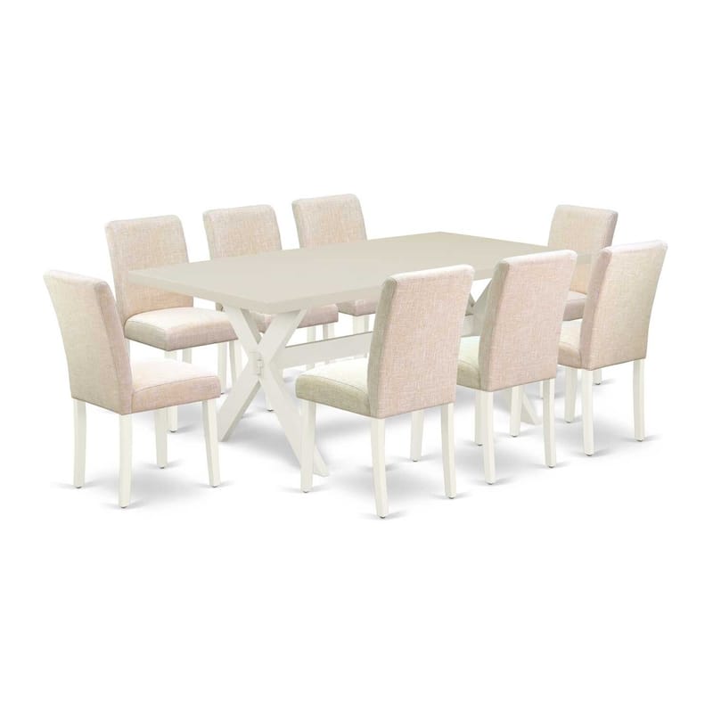 Modern 9-Piece Dinette Set - Padded Parson Chairs & Dining Table - Hardwood Structure