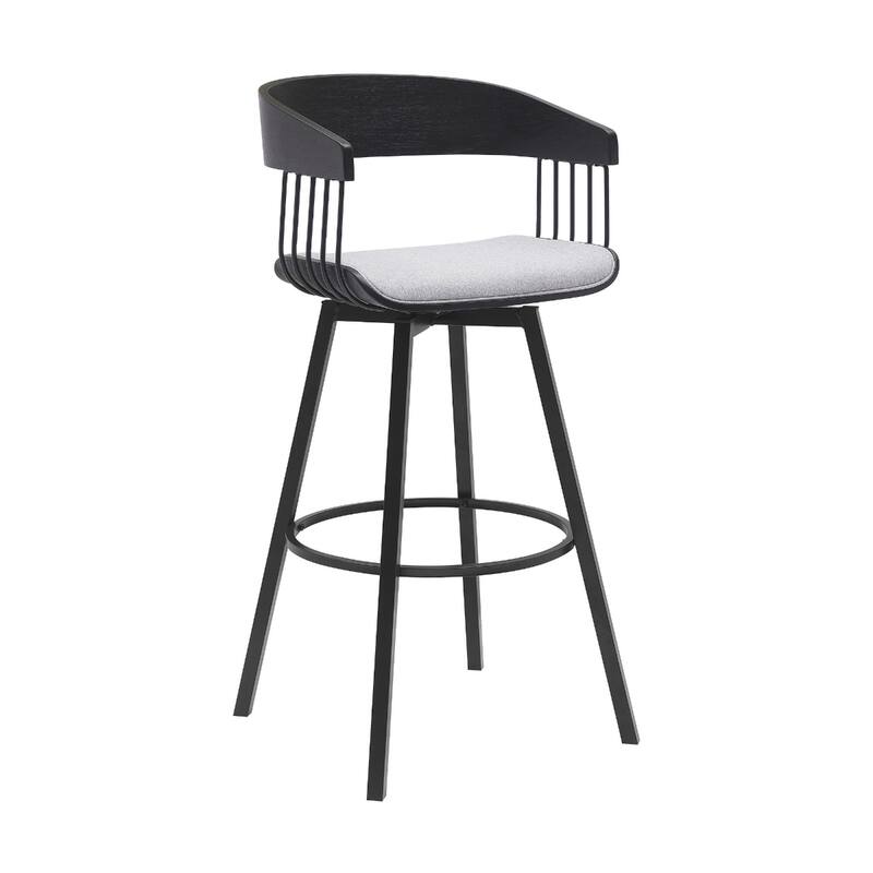 Modern Swivel Bucket Seat Bar Stool with Footrest and Armsrest Metal Frame for Kitchen Island