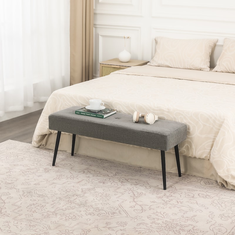 Adeco Modern End of Bed Bench Tufted Ottoman