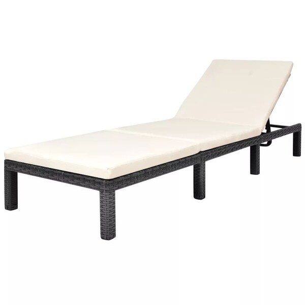 vidaXL Sun Lounger with Cushion Poly Rattan Black