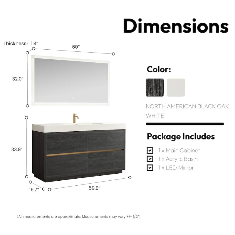 Huesca Bath Vanity with Composite Integral Sink Top and Mirror