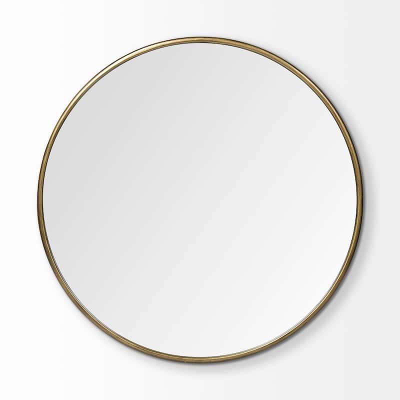 HomeRoots 47" Gold Round Metal Framed Accent Mirror