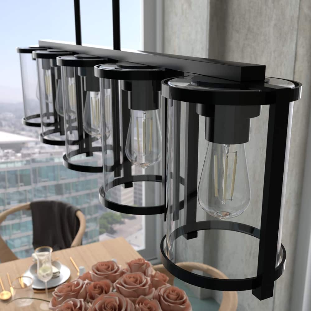 Hunter Astwood 5 Light Linear Chandelier, Caged, Contemporary, Transitional, Art Deco