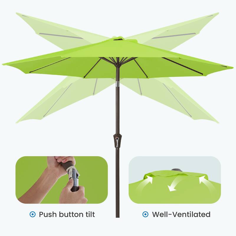 10ft Patio Market Umbrella with Crank & Tilt,UV-Risistant