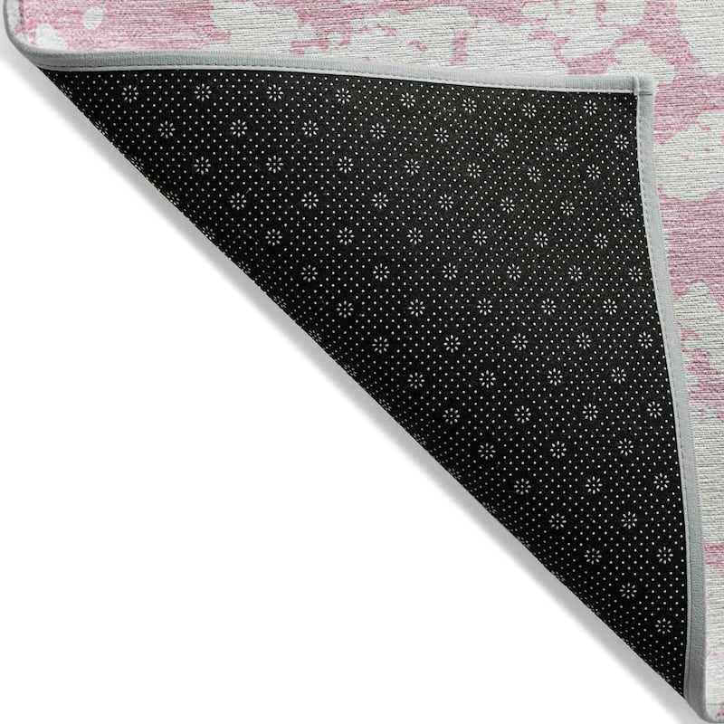 Machine Washable Indoor/ Outdoor Abstract Contemporary Chantille Rug