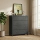 preview thumbnail 1 of 4, Modern Chest of Drawers with Gold Ring Pull Handles & Strong Legs, Storage Cabinet for Bedroom, Living Room, Entryway Black - 4-drawer