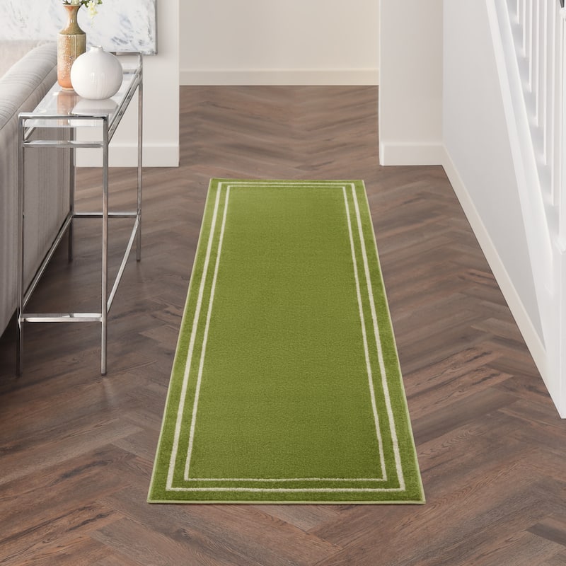 Nourison Essentials Indoor/Outdoor Solid Area Rug - 6' Runner - Green/Ivory