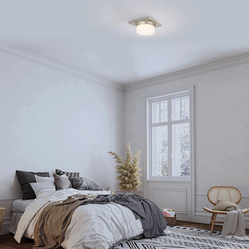 Aura 10" Brushed Nickel LED Flush Mount Ceiling Light