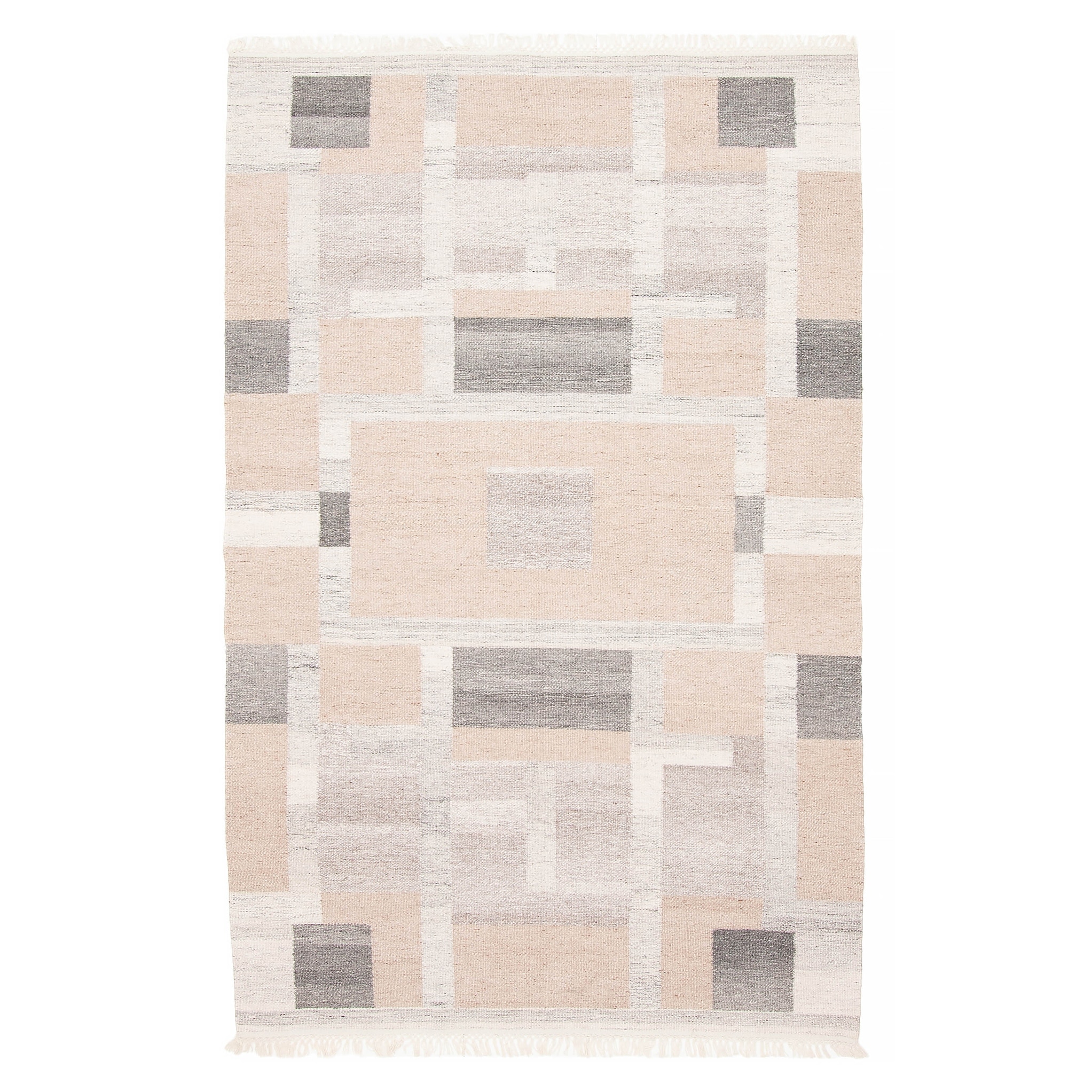 ECARPETGALLERY Flat-Weave Ankara FW Beige Wool Kilim - 5'0 x 8'2