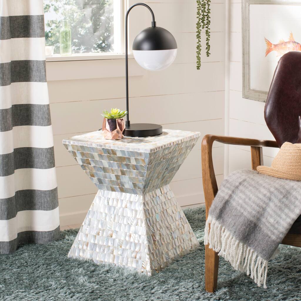 SAFAVIEH Mushtak Multi/ Blue Square Mosaic Stool - 15.7"x15.7"x19.5" - 16Wx16Dx20H