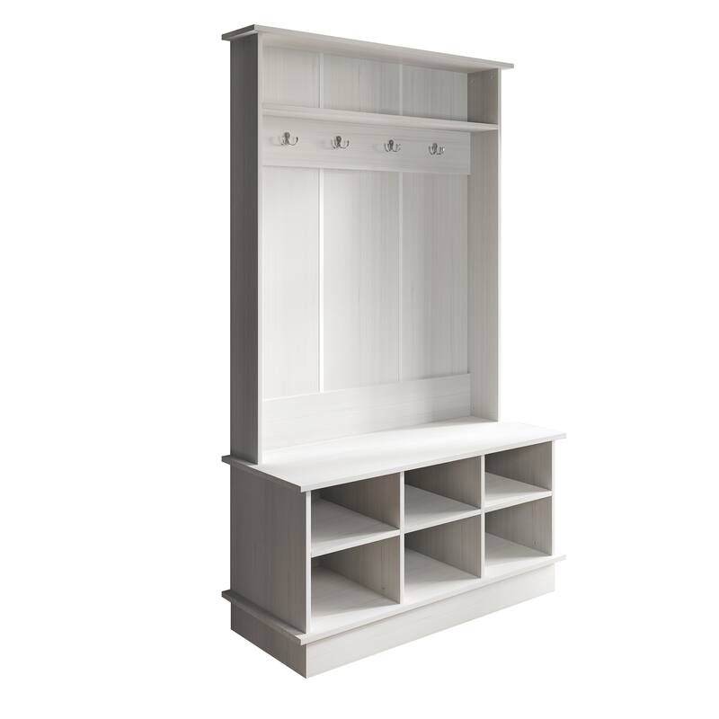 CraftPorch Modern and Contemporary Hall Tree with Storage - Light Grey