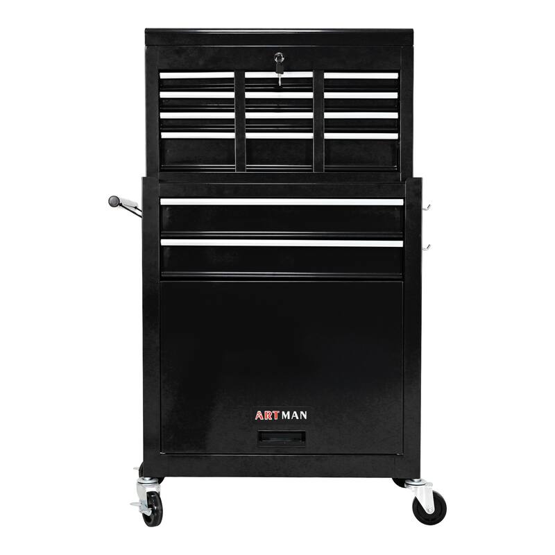 High Capacity Rolling Tool Chest with Wheels and 8 Drawers - Black