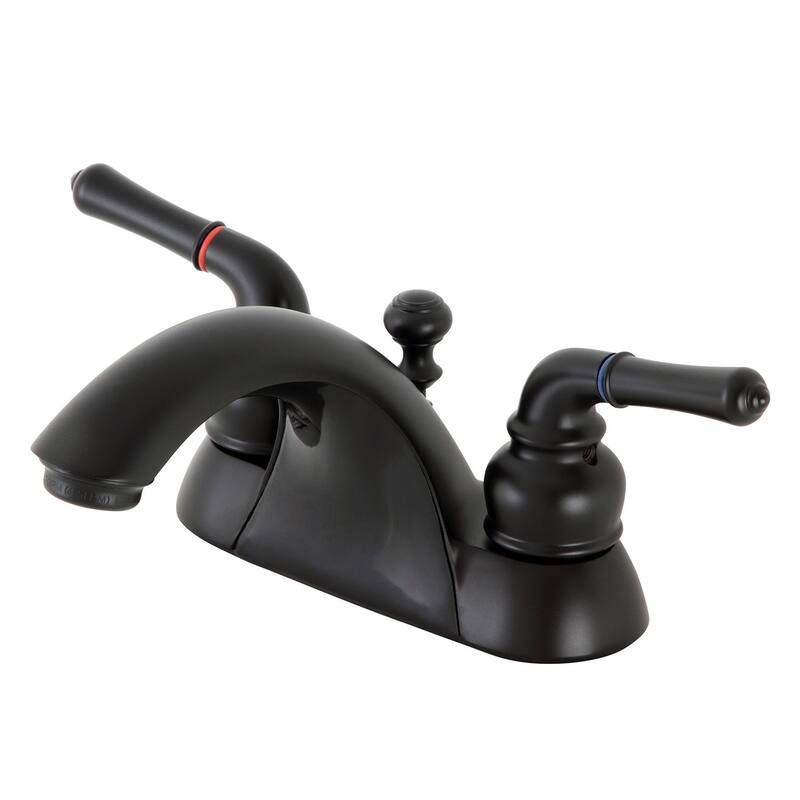 Kingston Brass Naples Centerset Bathroom Faucet with Brass Pop-Up - Matte Black