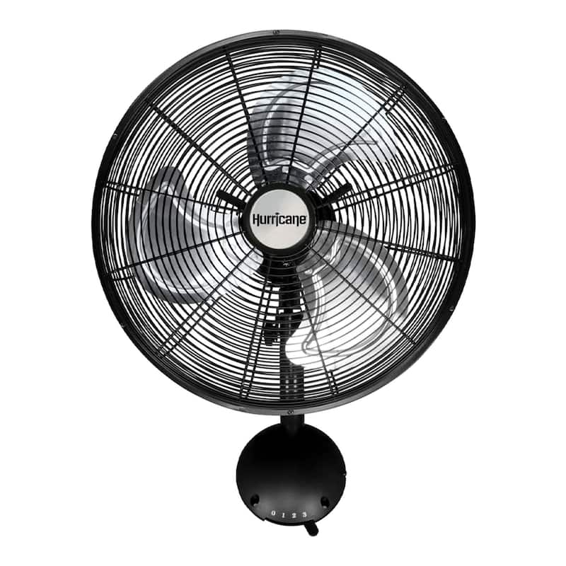 Hurricane 16 Inch Pro High Velocity Oscillating Metal Wall Fan, Black (2 Pack) - 6.4