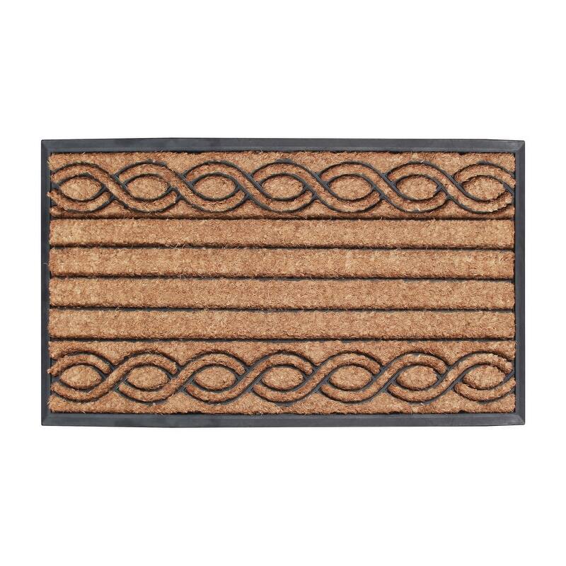 A1HC Rubber and Coir Beautifully Design Twisted Striped Durable Doormat 24"X39", Beige