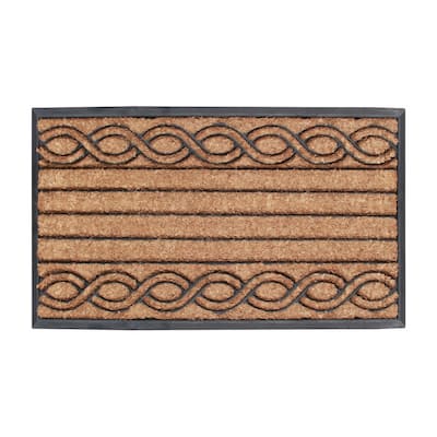 A1HC Rubber and Coir Beautifully Design Twisted Striped Durable Doormat 24"X39", Beige
