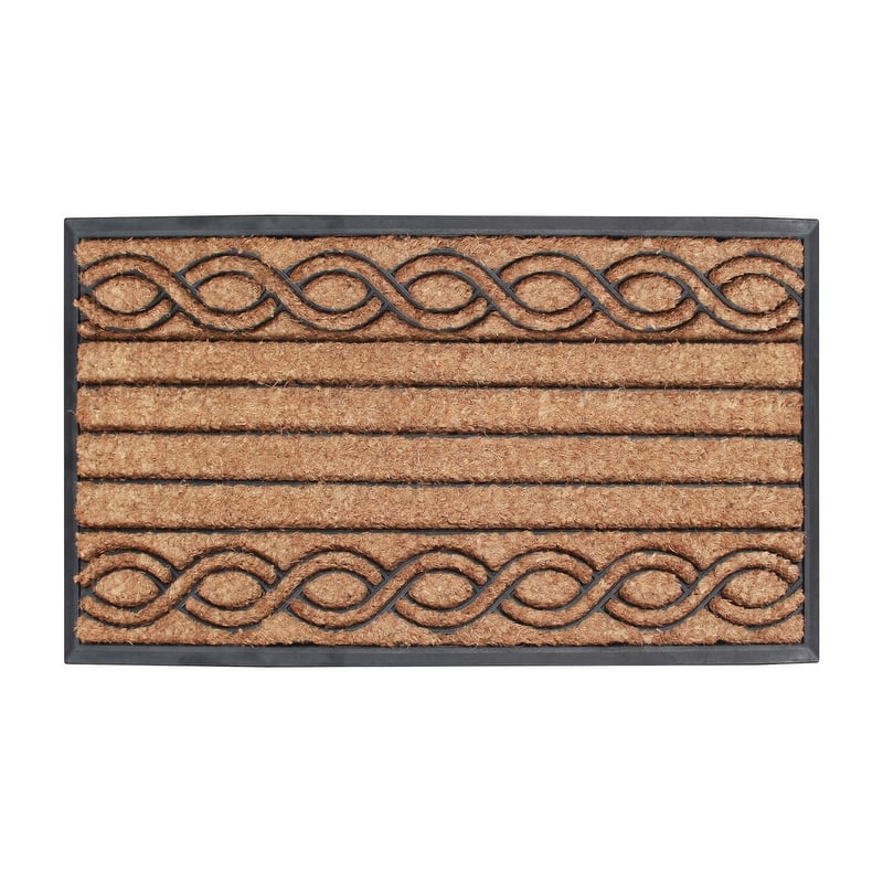 A1HC Rubber and Coir Beautifully Design Twisted Striped Durable Doormat 24"X39", Beige