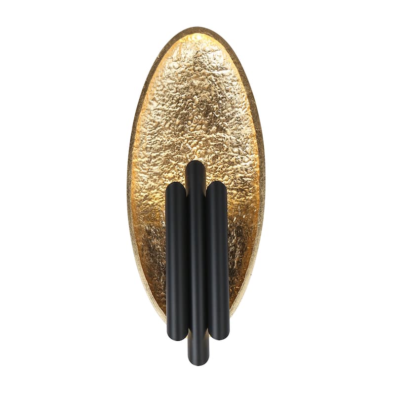 Modern LED 6-Light Wall Sconce Black Gold Bathroom Vanity Light - W6.6" x H16.5"