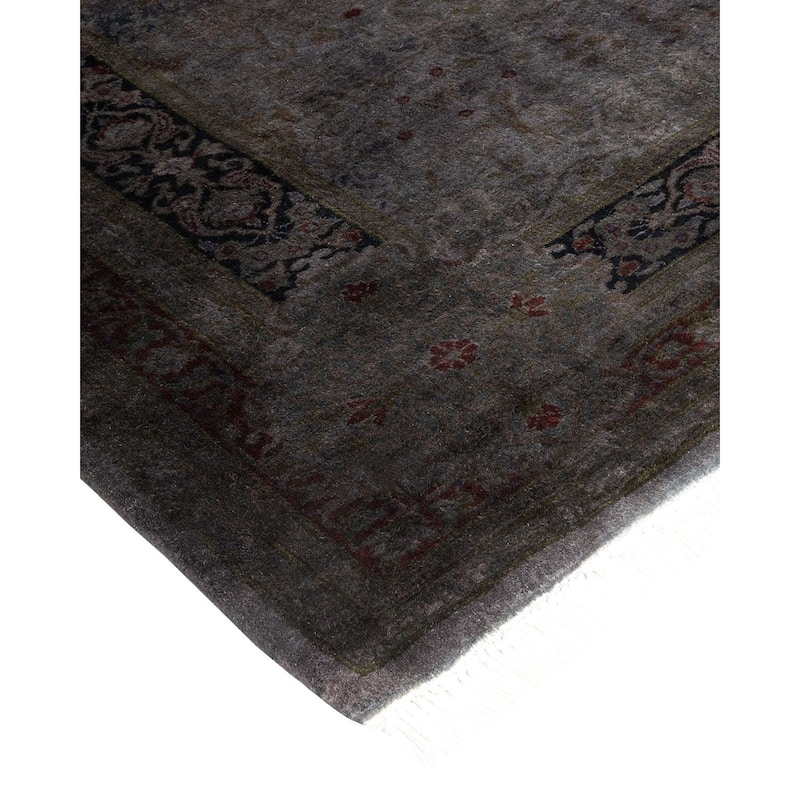 Overton Hand Knotted Wool Vintage Inspired Modern Contemporary Overdyed Gray Runner Rug - 3' 1" x 6' 10"