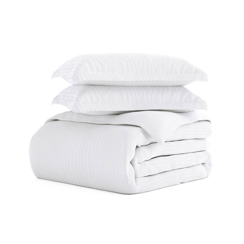 Becky Cameron Oversized Pinstriped Pattern 3 Piece Duvet Cover Set