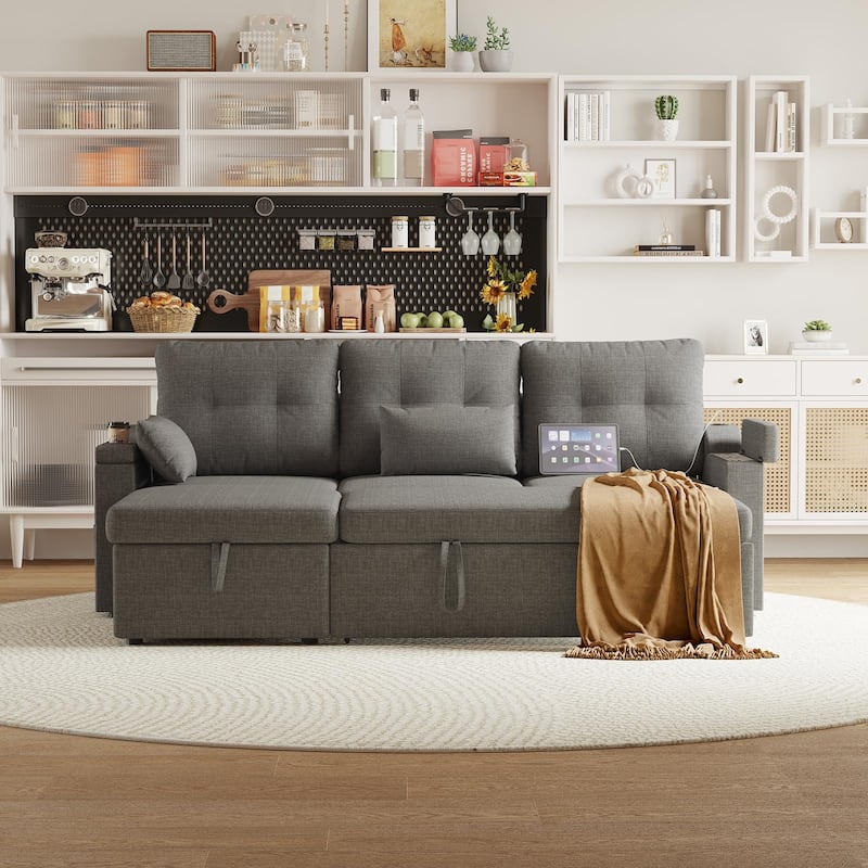Sofa Couch, Sofa Couch with Storage, Modern L Shaped Sectional Couch with Pullout Bed