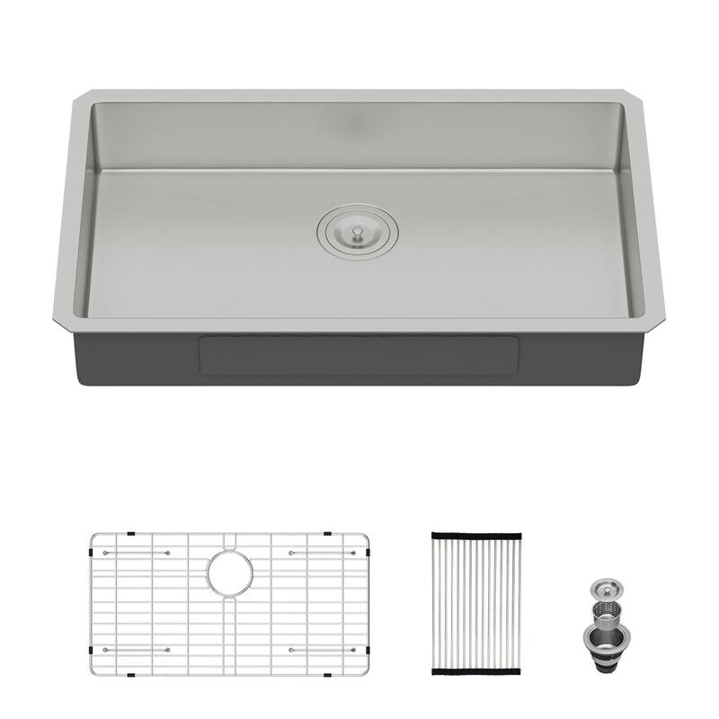 Kitchen Sink, 27 Inch Undermount Sink 5.5-Inch Single Bowl 16 Gauge Stainless Steel 27x18x5.5 Inch Handmade Sinks Basin